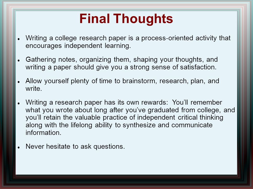 Questions to ask yourself when writing a research paper